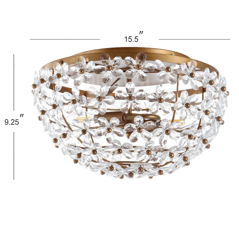 Coco 15.5" Metal/Acrylic LED Flush Mount, Antique Gold by JONATHAN Y