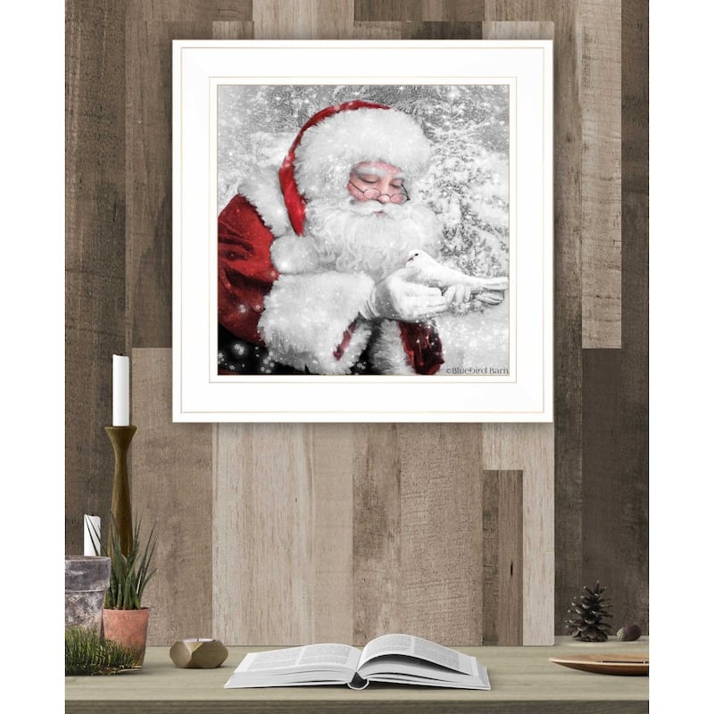 TrendyDecor4U Traditional "Santa's Little Friends" Framed Print Wall Art by Bluebird Barn - Winter Color