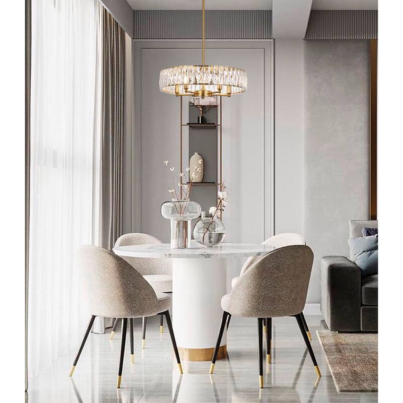 5-Light Gold Chandelier With Clear Crystals