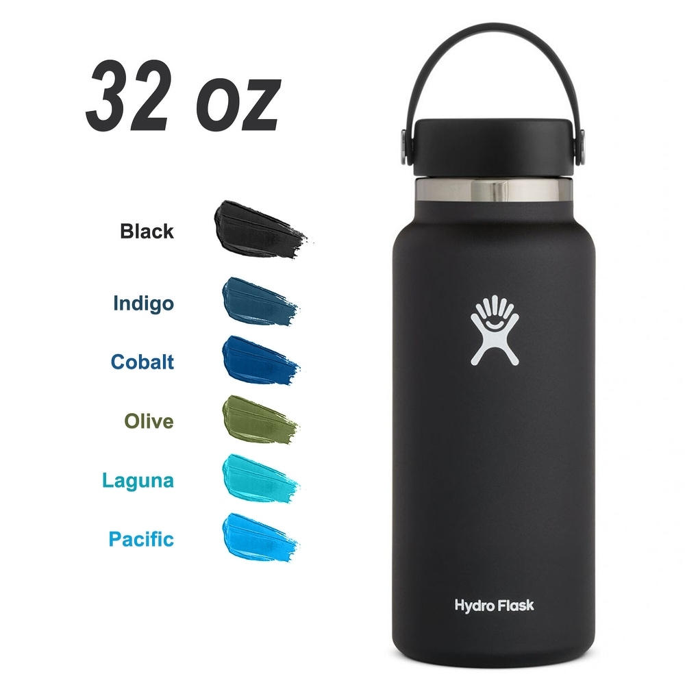 Hydro Flask 32oz Wide Mouth Water Bottle with Straw Lid, Mountain Design