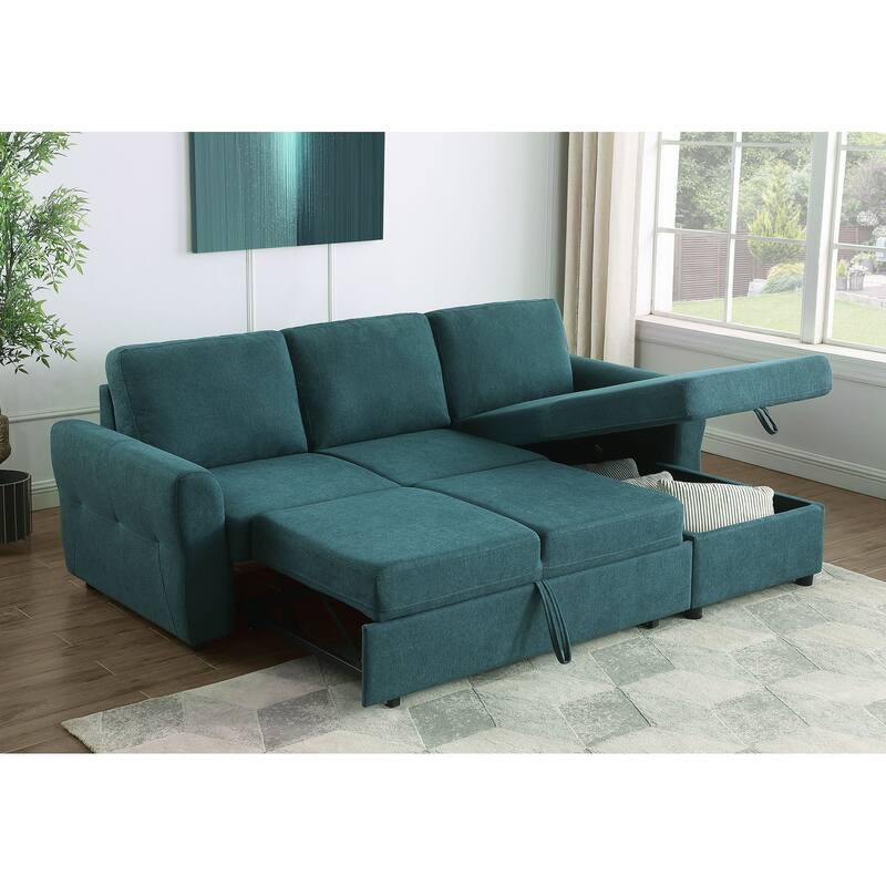 Samantha Upholstered Storage Sleeper Sectional Sofa