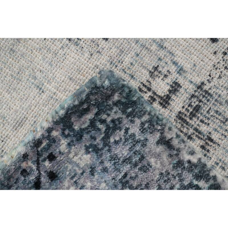 Hand Knotted Oriental Viscose Silk Carpet Transitional All-Over Multi-Colored Oushak Area Rug - 7' 10'' X 5' 7''