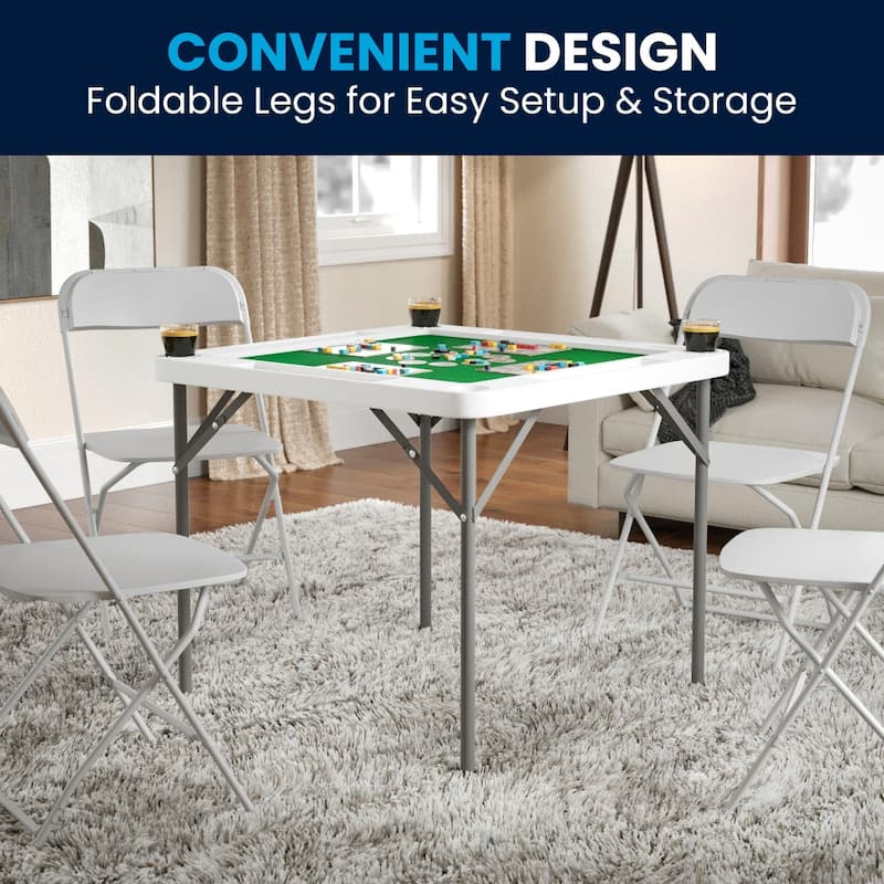 4-Player Folding Card Game Table with Cup Holders - 34.5"D x 34.5"W x 29"H