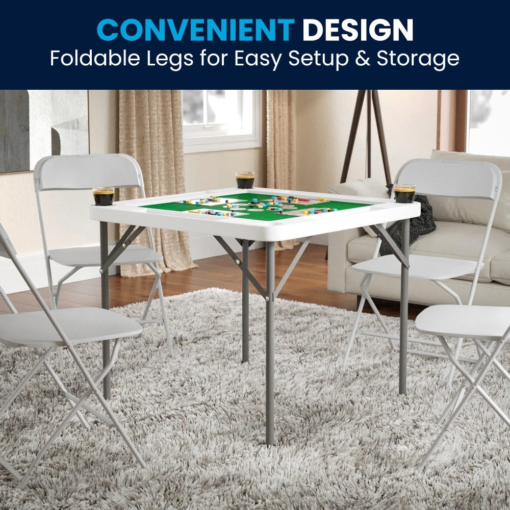 4-Player Folding Card Game Table with Cup Holders - 34.5"D x 34.5"W x 29"H