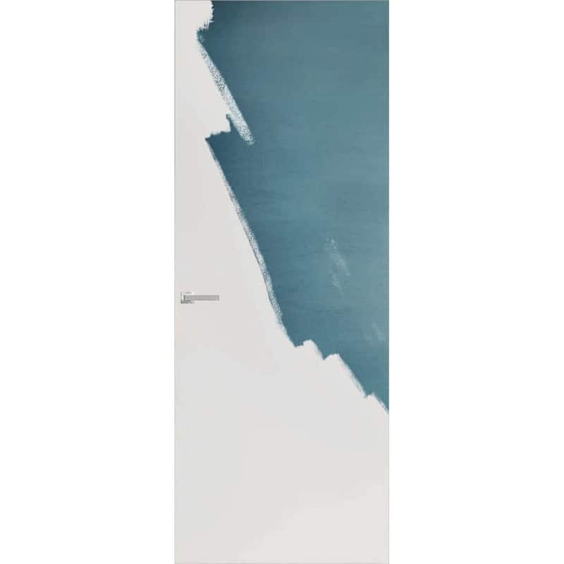 Invisible Solid Hidden Door with Handle Planum 0010 Primed with Silver Hidden Frame 24 x 80 Right-hand Inswing Silver Frame