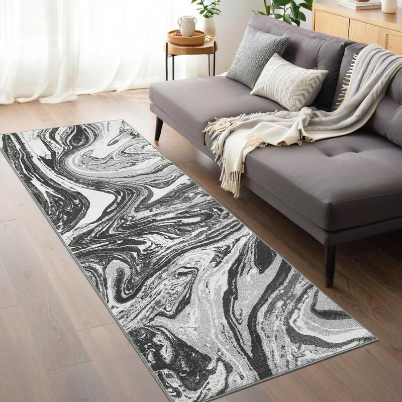 Washable Area Rugs for Living Room, Soft Modern Abstract Rug Non Slip Low Profile Carpets for Bedroom Dining Room