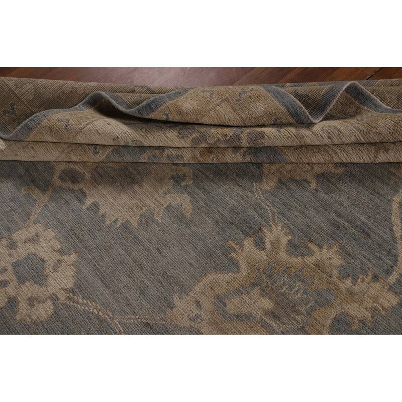 Gray Vegetable Dye Oushak Turkish Area Rug Hand-Knotted Wool Carpet - 8'9"x 11'9"