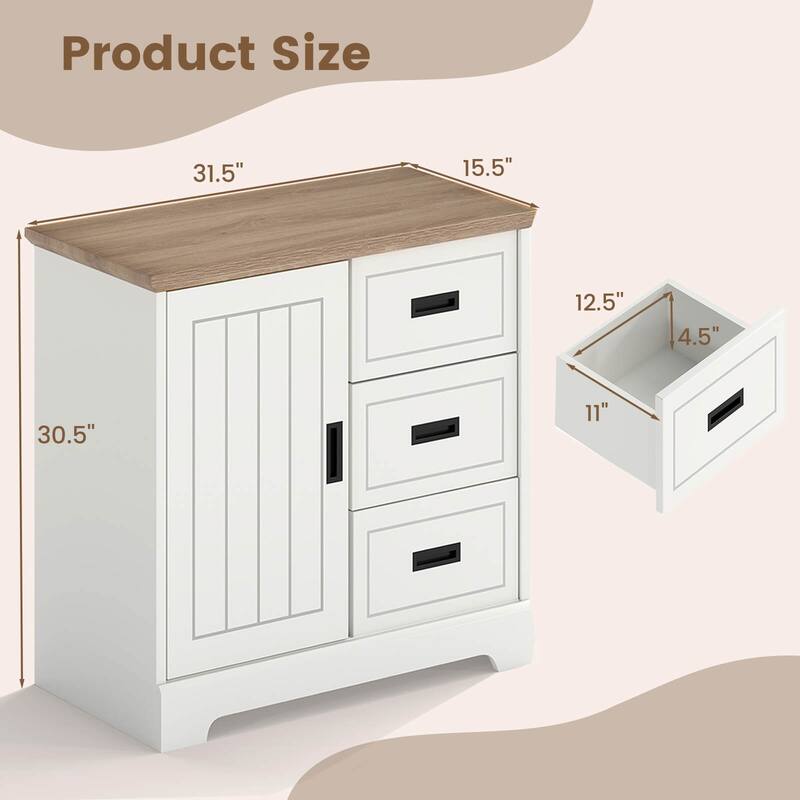 Costway Farmhouse Sideboard Buffet Cabinet with Sliding Doors 3 - See Details