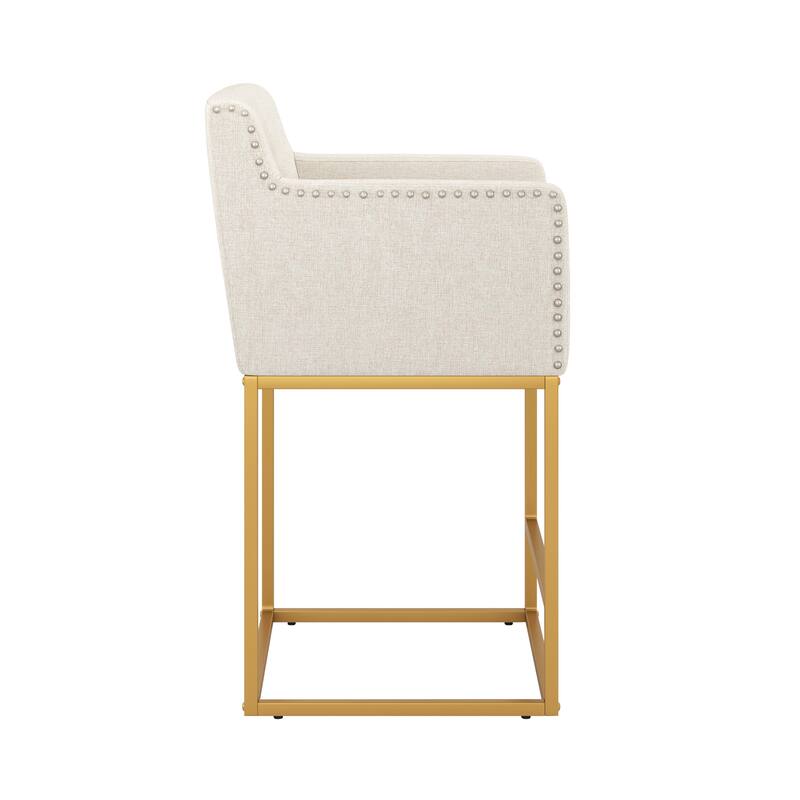 LUE BONA Modern Counter Height Bar Stools Fabric Upholstered Counter Stool - 26"H