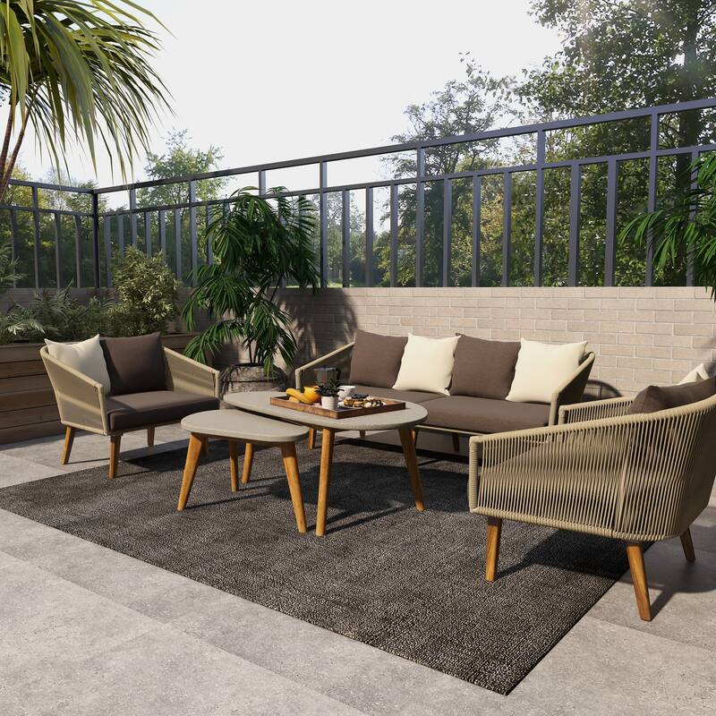 Gray Concrete Resin Modern Outdoor Dining and Accent Table Collection