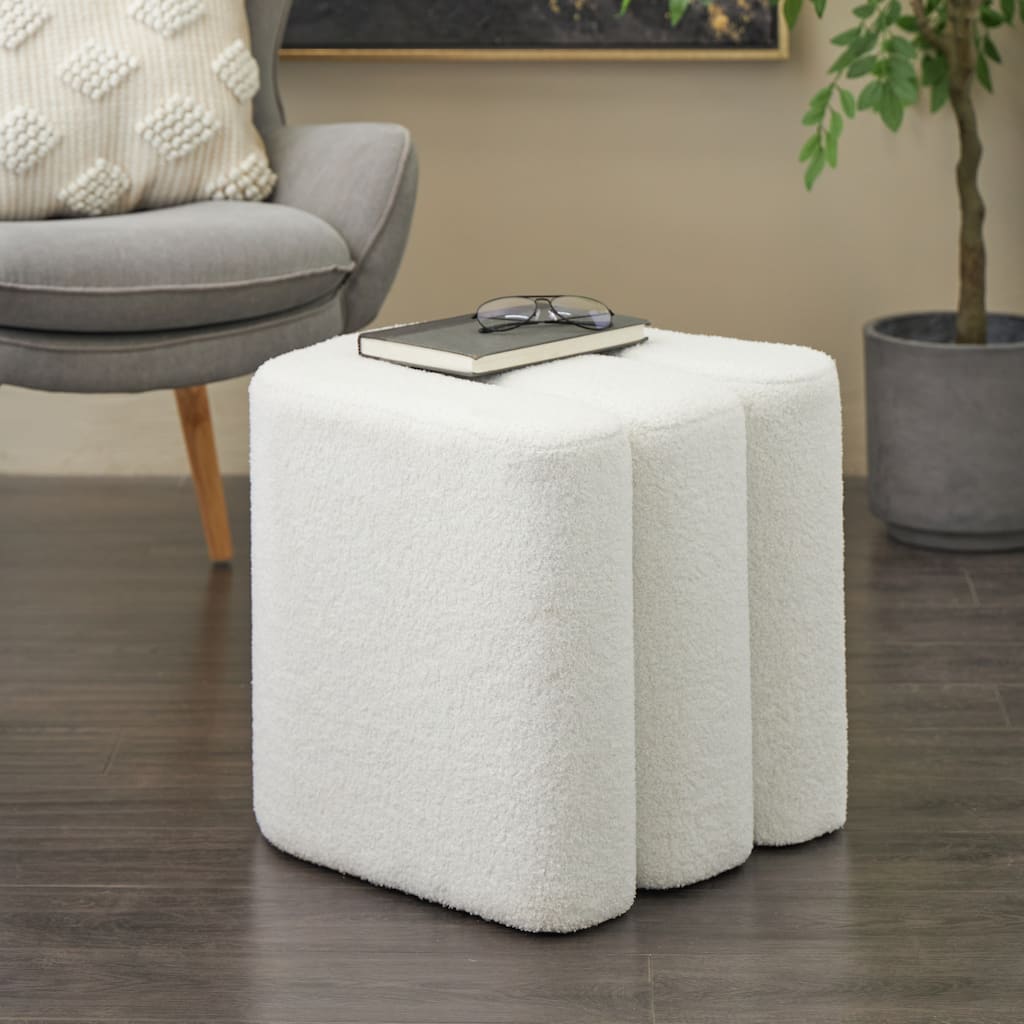 White, Gray or Copper Polyester W-Shaped Room Ottoman