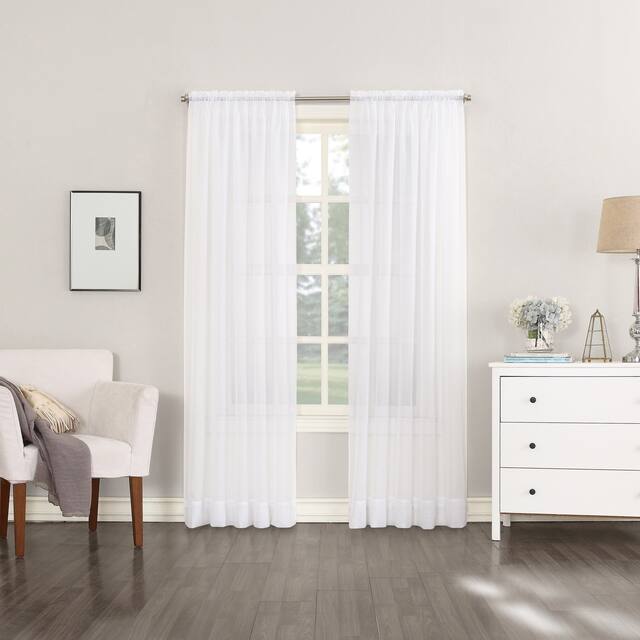 No. 918 Emily Voile Sheer Rod Pocket Curtain Panel, Single Panel - 59x108 - White