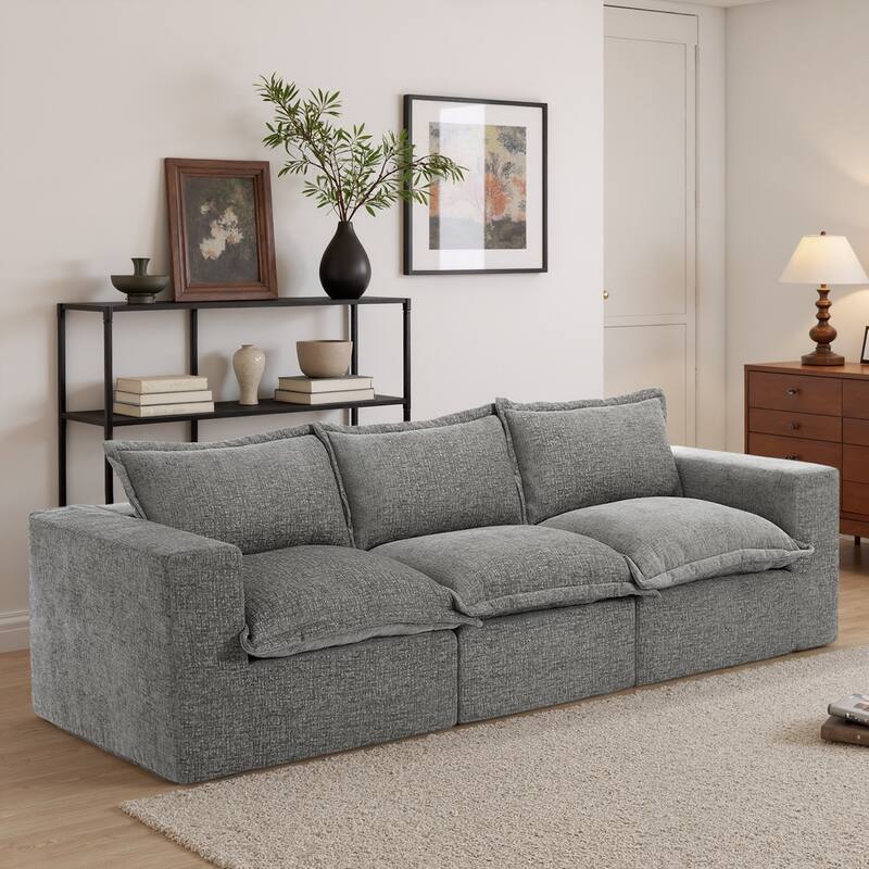 Comfy Cloud Chenille Upholstered Sectional Sofa with Pillow-Top Cushion