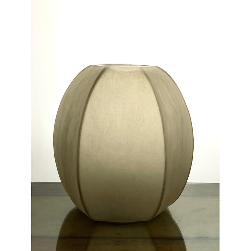 Potli Vase Small Stone Cut Smoke Brown Dia 12.50" -ST - Smoke Brown - Smoke Brown