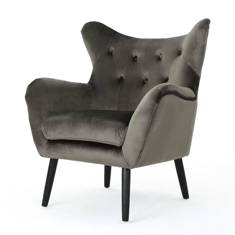 Grey 34.25" Velvet Arm Chair