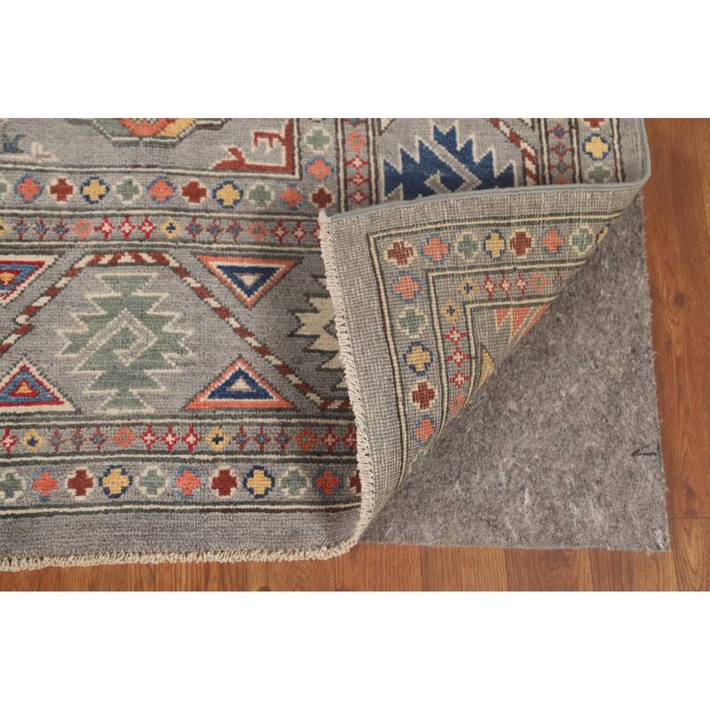 All-Over Geometric Kazak Oriental Area Rug Handmade Wool Carpet - 6'4"x 9'9"