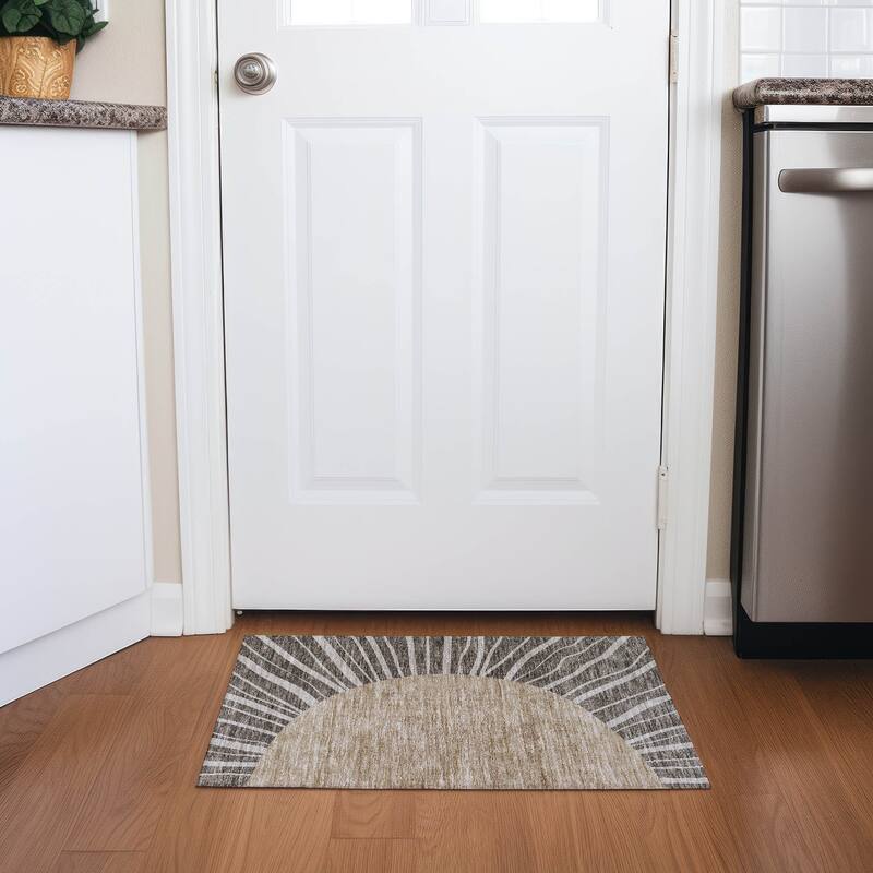 Machine Washable Indoor/ Outdoor Chantille Modern Sunburst Rug