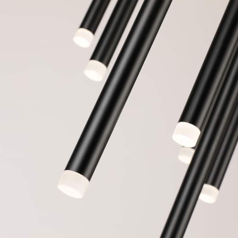 12-Light Stylish Tassel Tube LED Integrated Chandelier - N/A