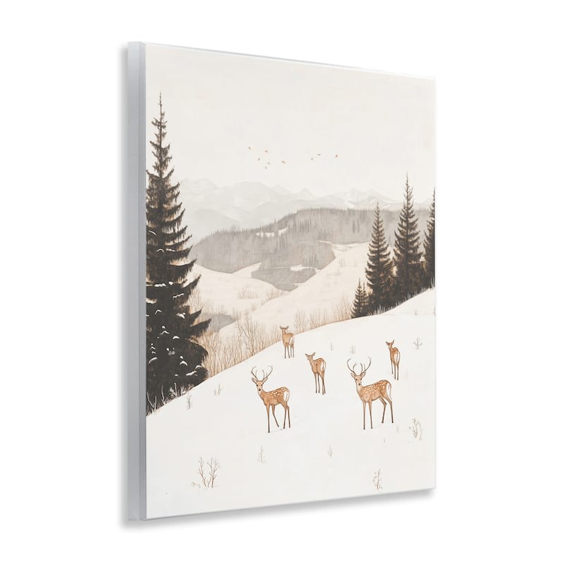 Stupell Winter Deer Mountain View Wall Plaque Art Design By Arlington Prints