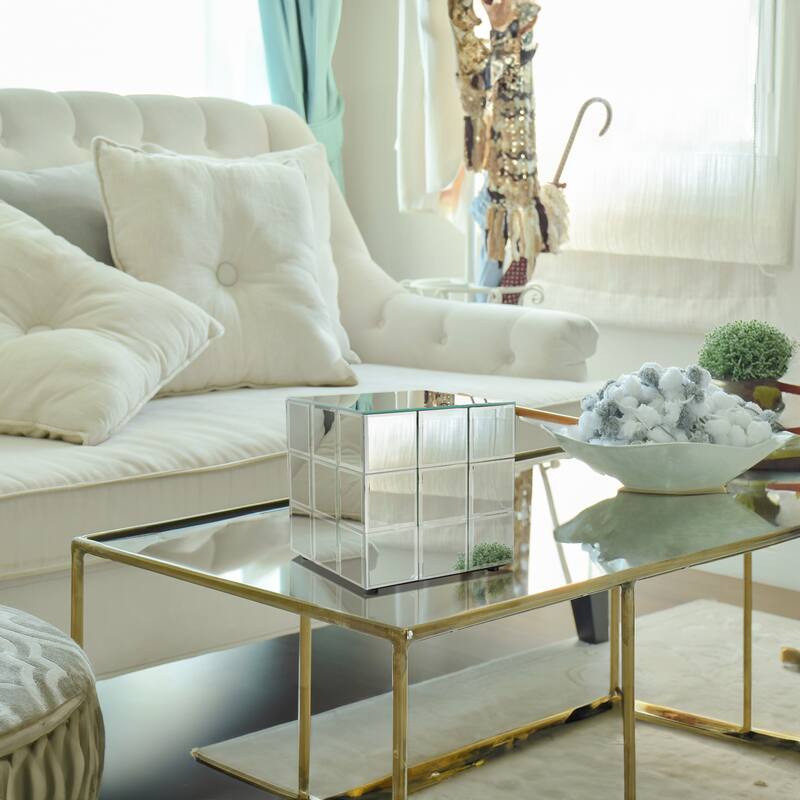 Allan Andrews Short Mirrored Puzzle Cube Pedestal