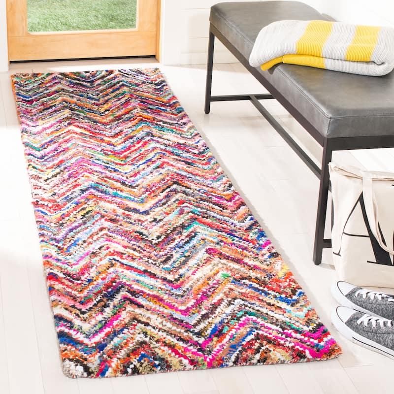 SAFAVIEH Handmade Nantucket Liora Contemporary Cotton Rug - 2'3" x 7' Runner - Multi