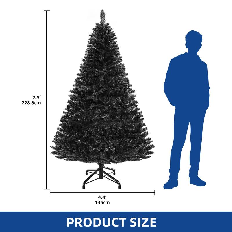 7.5ft Pre-lit Black Christmas Tree with Lights with 1600 Tips & 550 UL Listed Lights