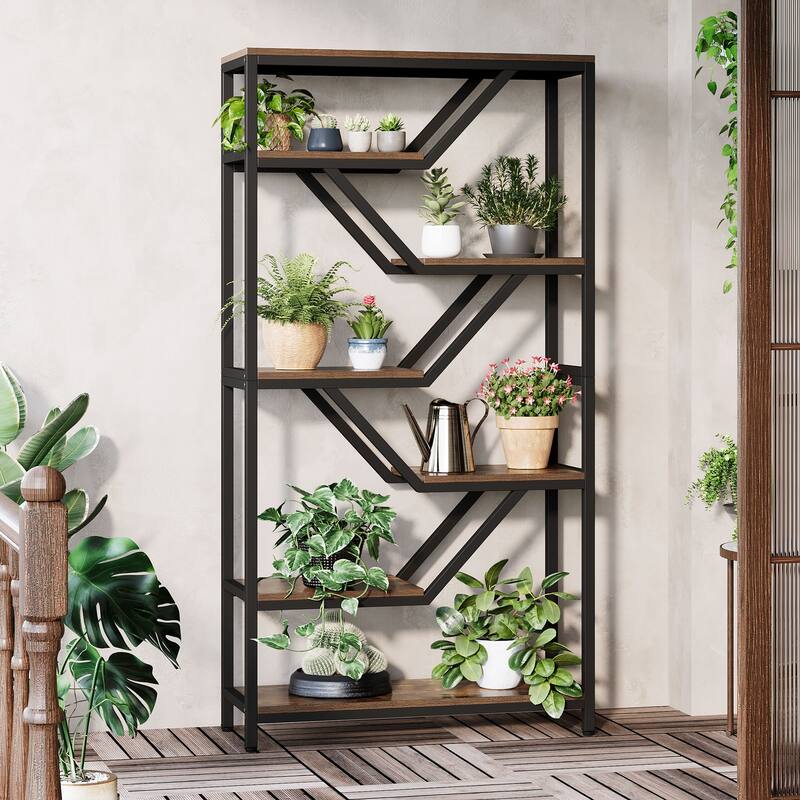 6-Tier Bookshelf, 72-Inch Tall Industrial Open Storage Organizer