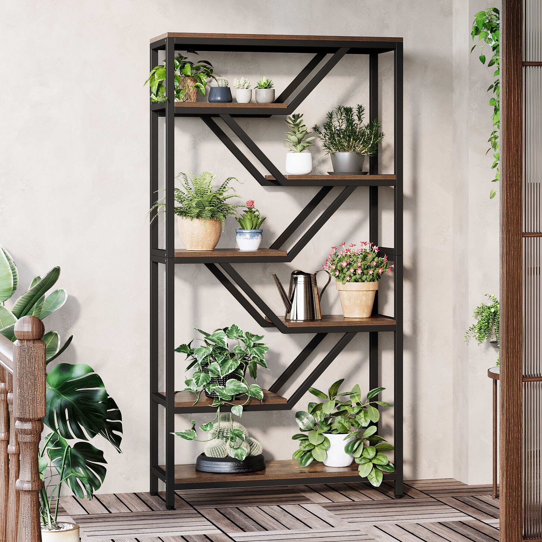 6-Tier Bookshelf, 72-Inch Tall Industrial Open Storage Organizer