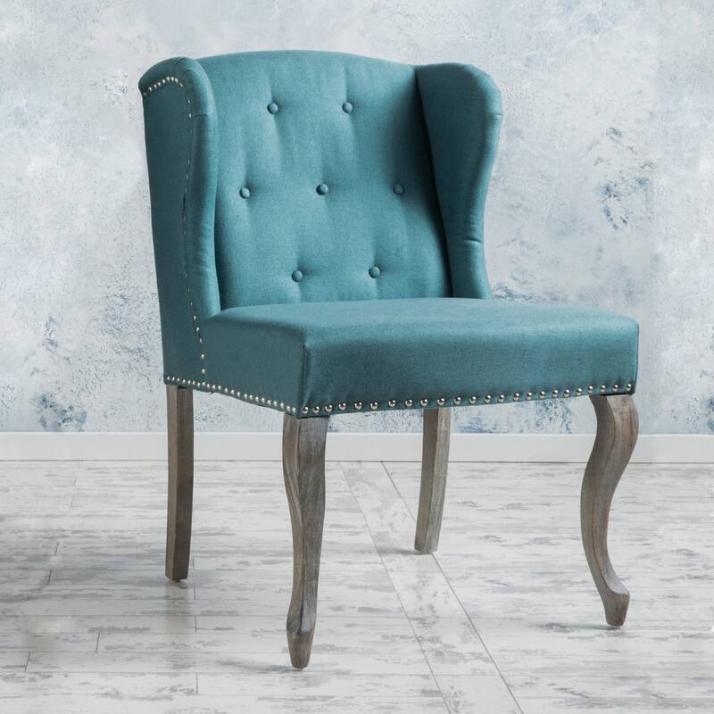Roomfitters Tufted Wingback Accent Chair with Nailhead Trim, Upholstered Single Lounge Chair for Living Room or Bedroom, Teal