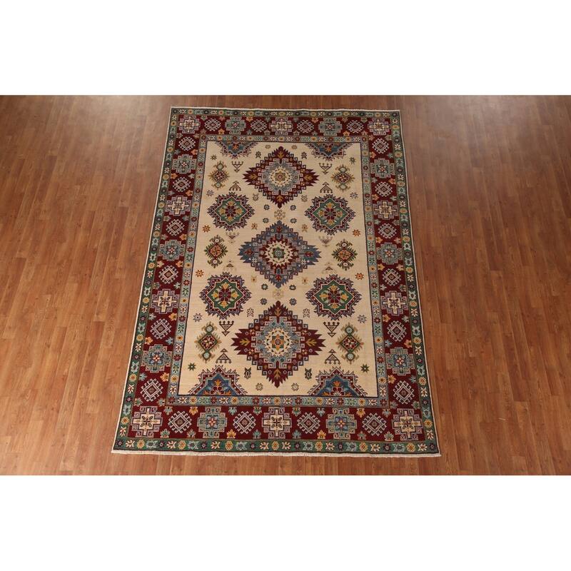 Kazak Area Rug Hand-Knotted Wool Carpet - 6'8" x 9'10"