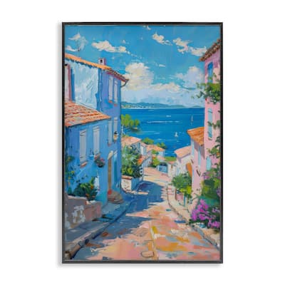 Stupell Quiet Seaside Town's Path Framed Giclee Art Design By LSR Design Studio