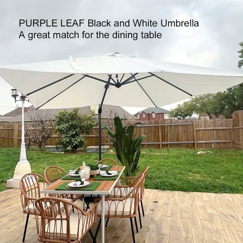 PURPLE LEAF 9 ft 360 Degree Rotation Patio Umbrella With Base