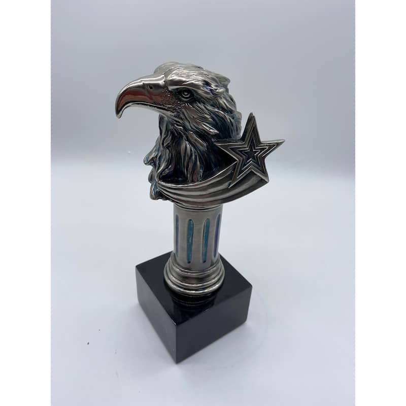 Eagle Head Bust on Column with Star