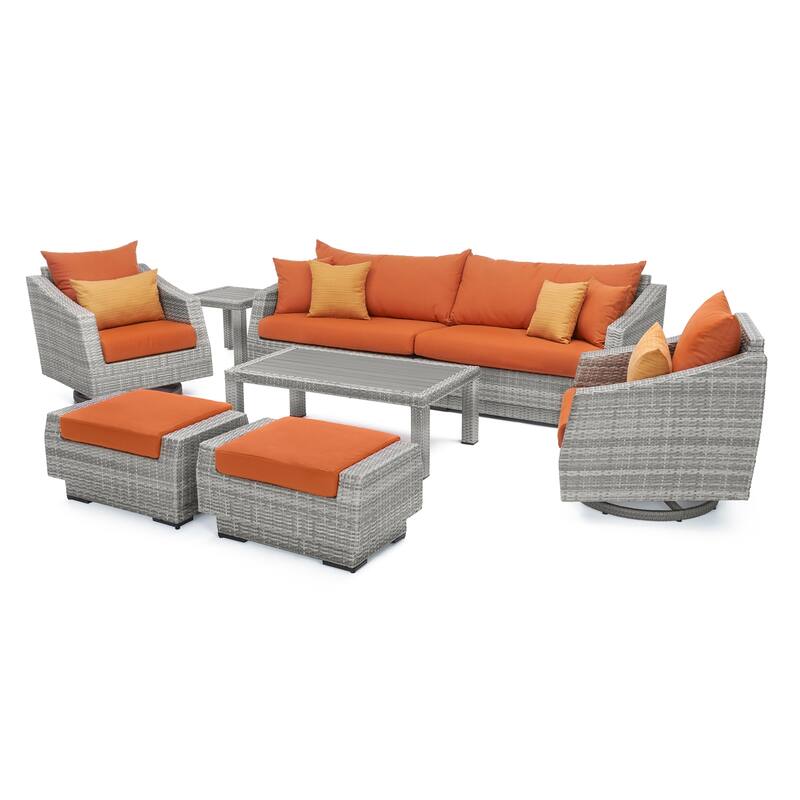 Cannes Deluxe 8 Piece Sunbrella Outdoor Patio Sofa & Club Chair Set