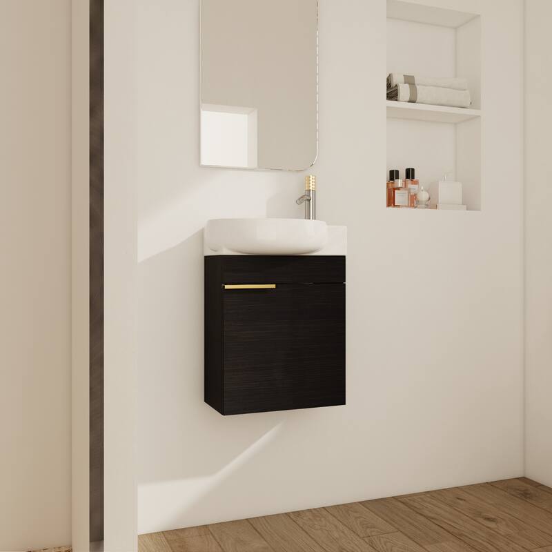 GDFStudio - Emery Elegant Soft Close Doors Bathroom Vanity with Ceramic Sink for Compact Spaces