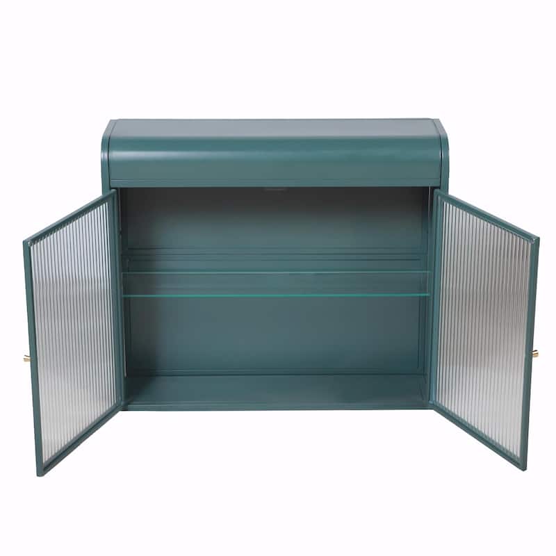 Modern Fluted Glass Wall Cabinet - Adjustable Shelves