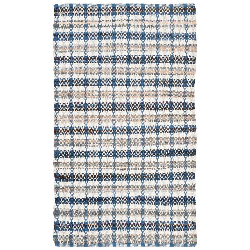 SAFAVIEH Handmade Flatweave Montauk Hermanda Casual Cotton Rug - 3' x 5' - Blue/Multi