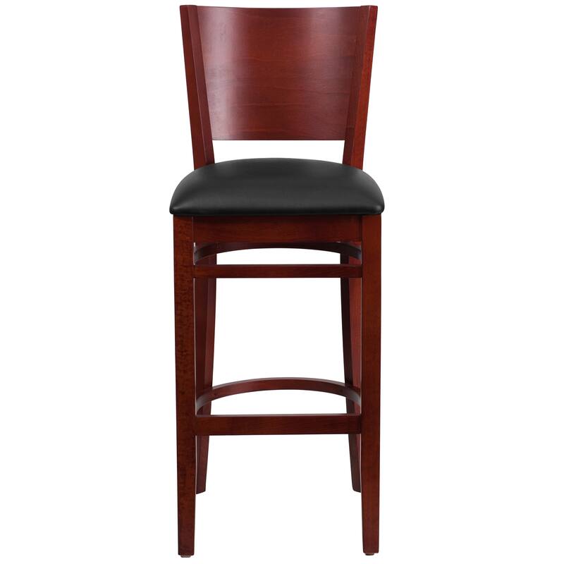 2 Pk. Lacey Series Solid Back Wooden Restaurant Barstool - 16.75"W x 18"D x 43.5"H - 16.75"W x 18"D x 43.5"H