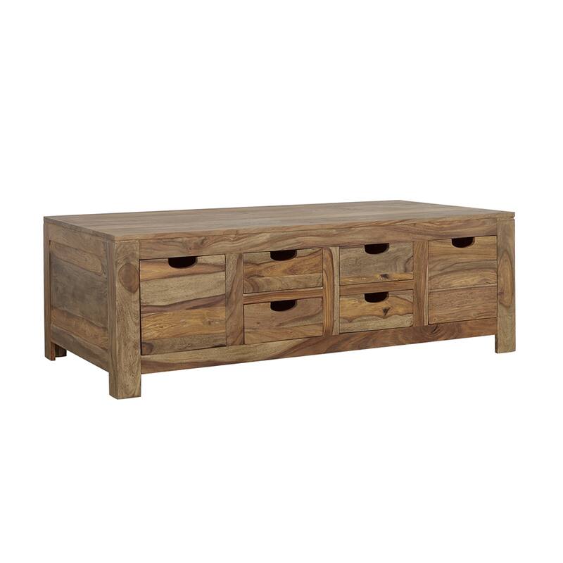 Esther 6-drawer Solid Wood Coffee Table Natural Sheesham - Natural - Wood