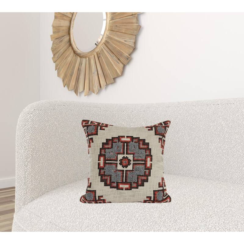 HomeRoots 18" X 18" Brown And Beige 100% Cotton Abstract Zippered Pillow