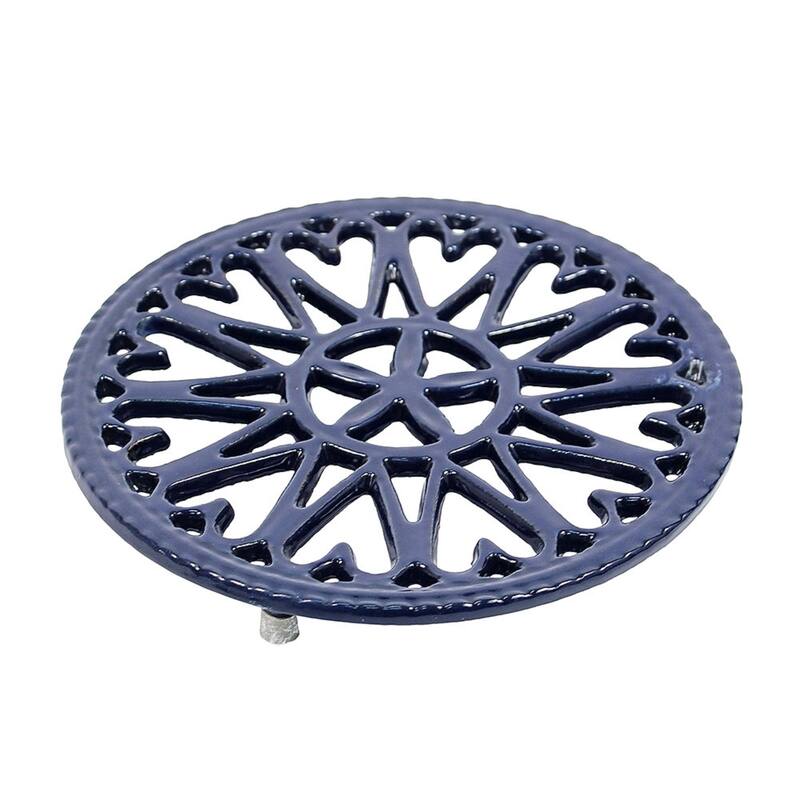 Minuteman International Enameled Sunburst Round Trivet for Stoves, 7 Inch Diameter, Blue