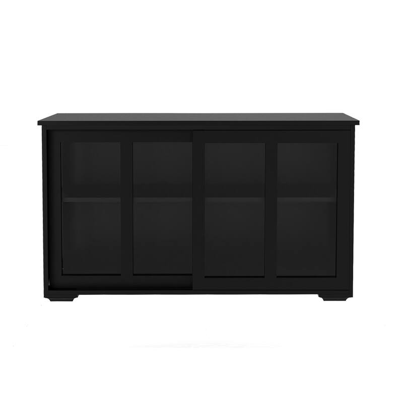 Wine Cabinet Table with Large Storage, Sideboard Cabinet with Glass Sliding Door, Buffet Cabinet with Adjustable Shelves