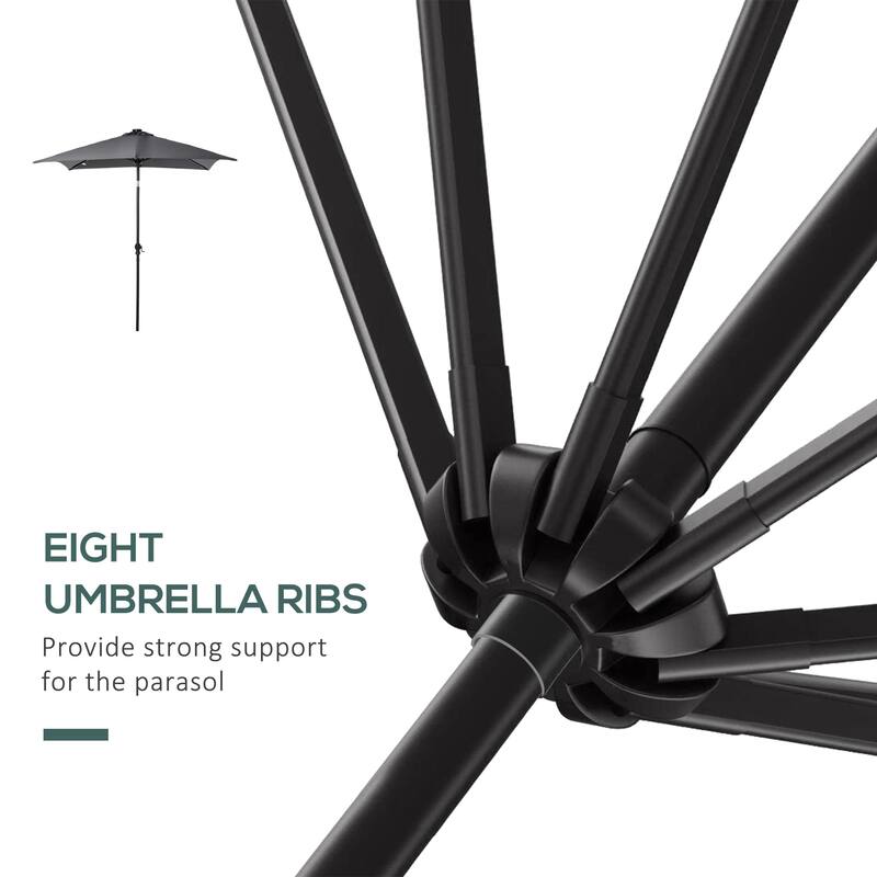 9' x 7' Solar LED Patio Umbrella with Tilt & Crank for Outdoor Shade and Light