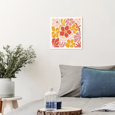 Wynwood Studio Canvas Floral and Botanical Forgetmenot Pattern Orange Modern & Contemporary Wall Art Canvas Print