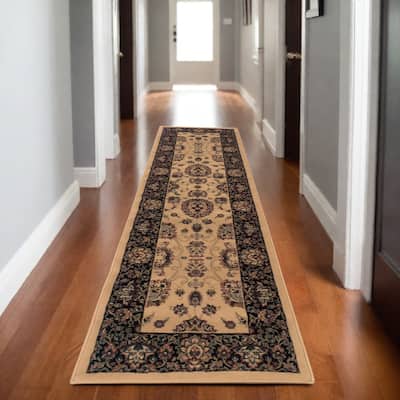 HomeRoots Oriental Traditional Runner Area Rug - 92.52 in. x 26.77 in. x 0.43 in.