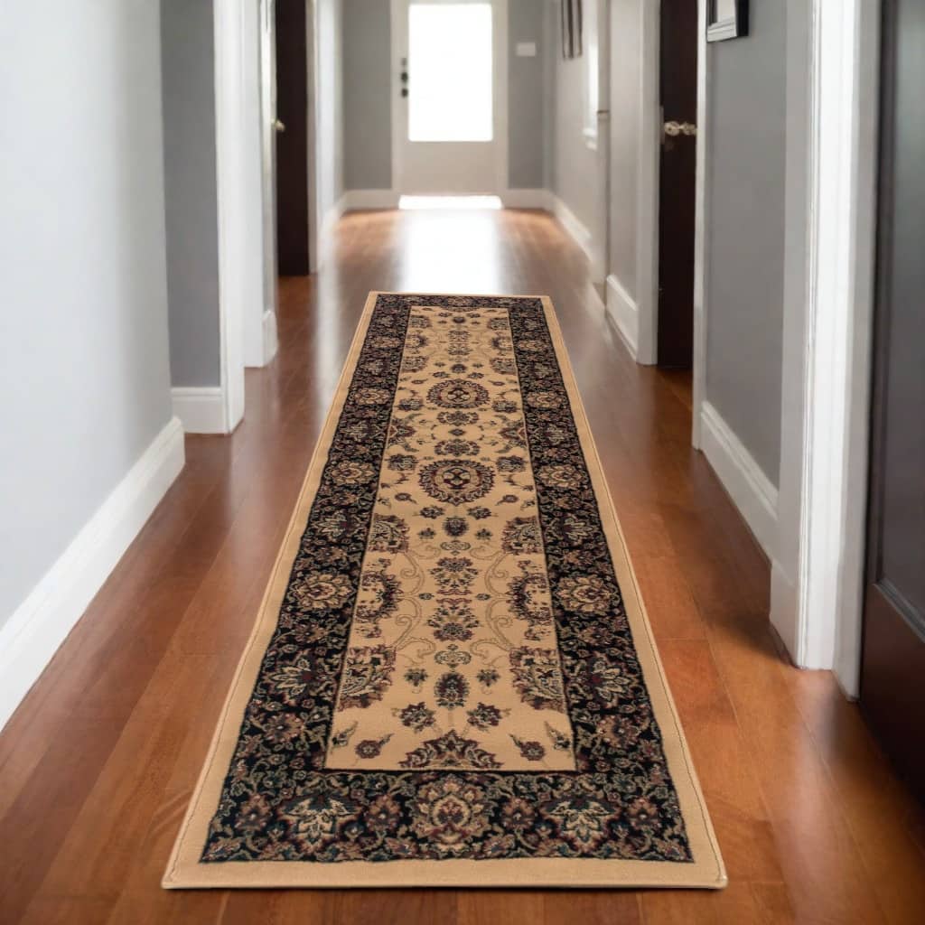 HomeRoots Oriental Traditional Runner Area Rug - 92.52 in. x 26.77 in. x 0.43 in.