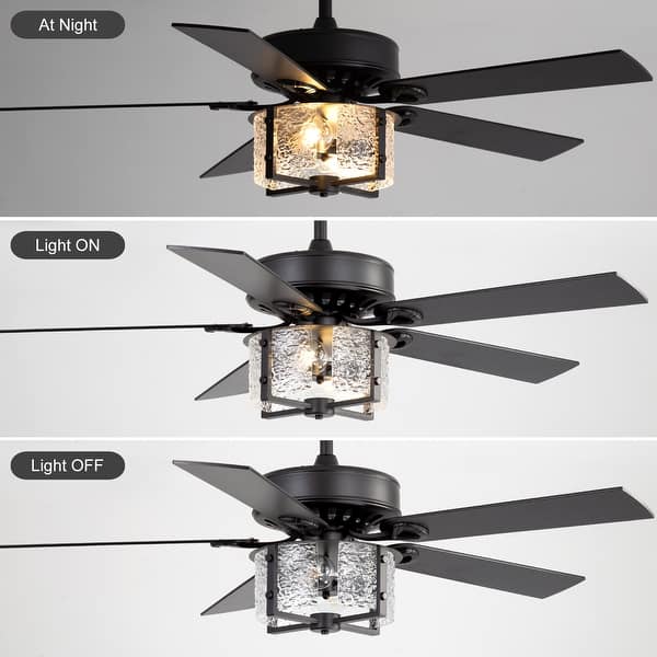 dimension image slide 3 of 6, 52" Reversible 5-Blade Caged Ceiling Fan with Light and Remote