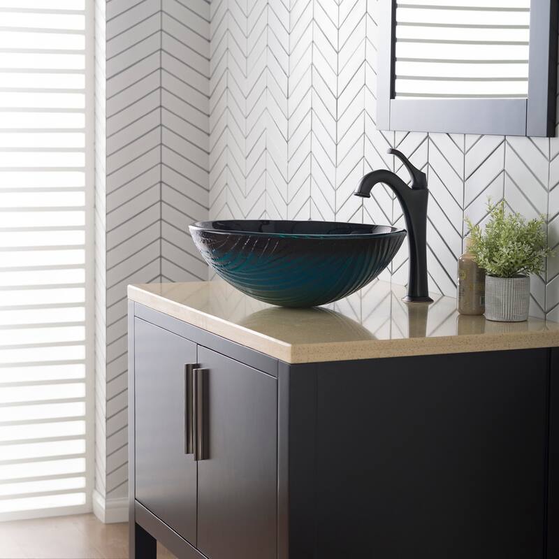 Kraus Arlo & Glass 17" Glass Vessel Bathroom Sink with 1.2 GPM Deck