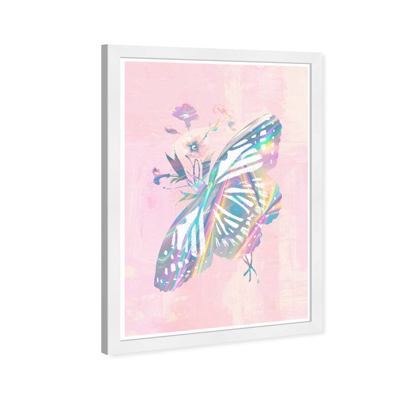 Wynwood Studio Prints Animals Shimmering Butterfly Pink and Pastel Pink Glam Wall Art Canvas Print
