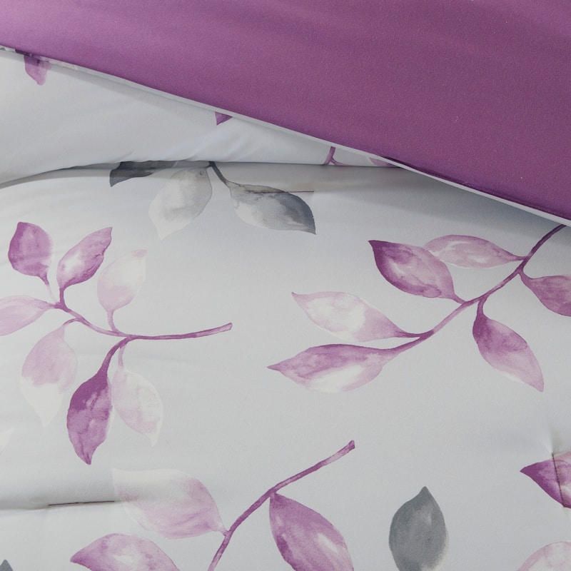 Madison Park Essentials Eden Purple Printed Complete Comforter Set with Cotton Bed Sheets